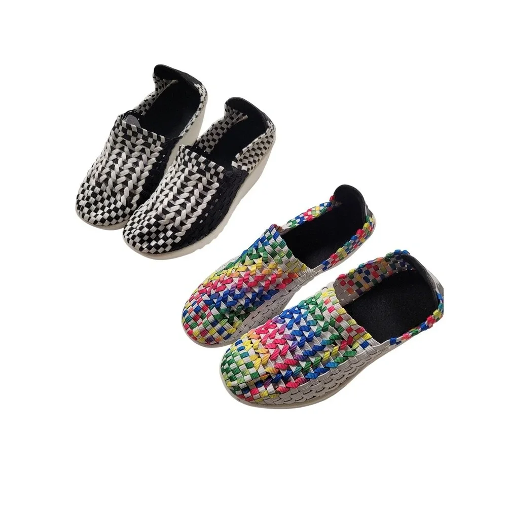 WALKING CASUAL Slip On Womens Wedge Shoes‎ Multi Color- Black/White Size 7.5